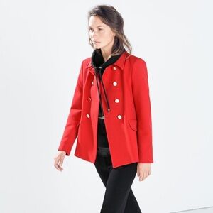 ZARA WOMENS BUTTON TAILORED RED JACKET